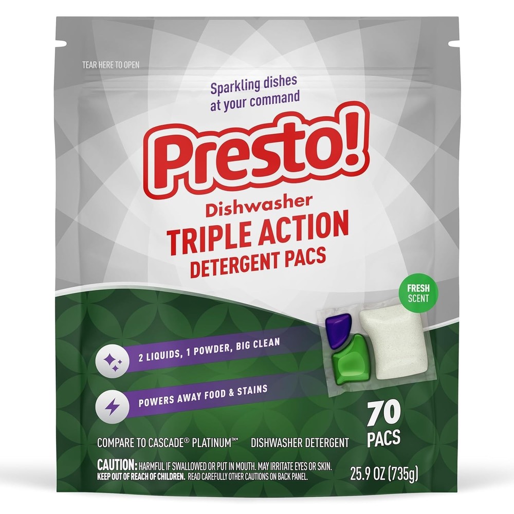 [US SELLER] Presto! Dishwasher Detergent pods packs 70 Count