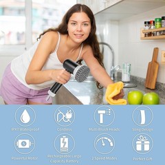 Electric Spin Scrubber, Cordless Shower Scrubber with 3 Replaceable Brushes, …
