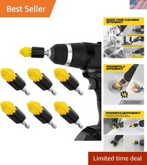 Compact 6 Piece Drill Brush Set with Angled Bristles for Tough Corner Cleaning