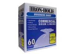 Iron-Hold 618644 Drum Liners 55 gal Twist Tie 60 pk 0.67 mil Clear