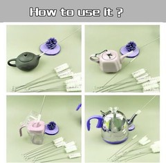US Nylon Straw Brush Cleaner Bottle Tube Pipe Small Long Cleaning 1-10Set
