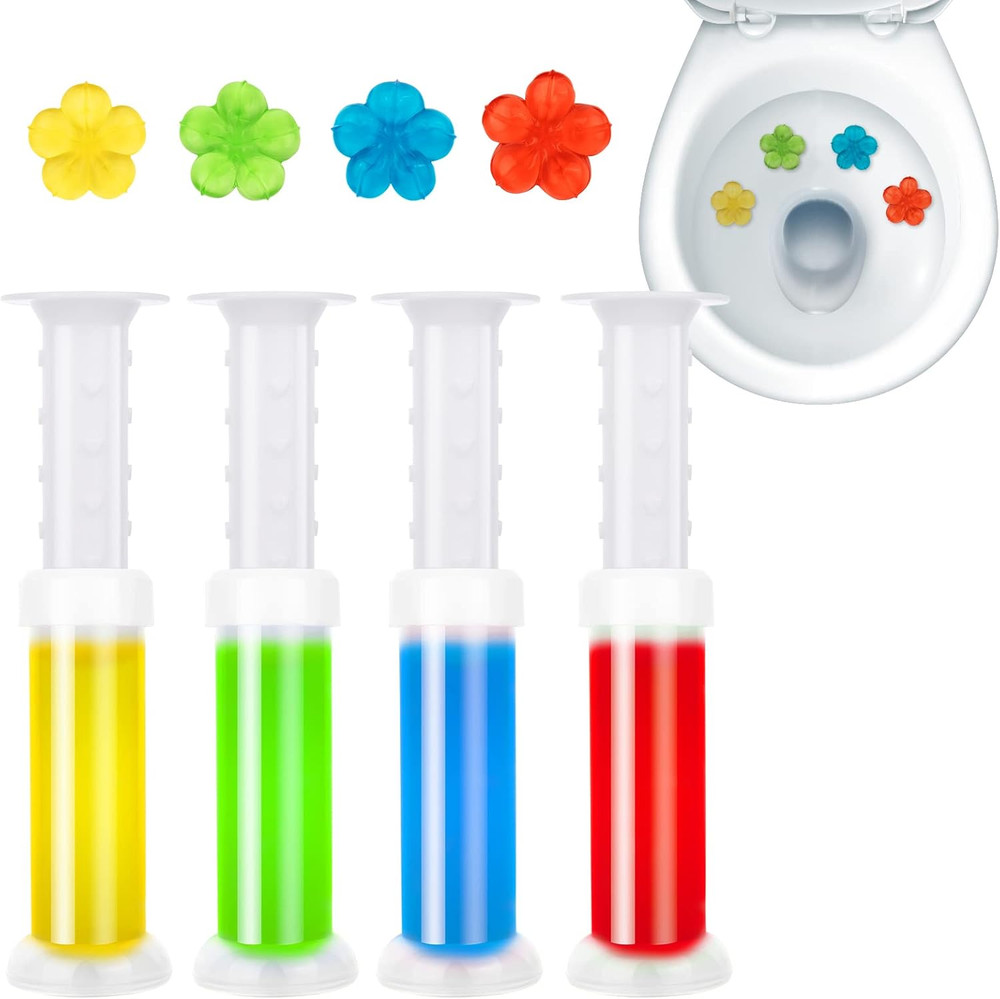 Toilet Gel Stamp, 4Pcs/36 Count Flower Fragrance Bathroom Deodorizer Bowl Cle…