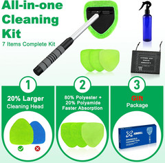 Windshield Cleaner Tool – Car Interior Window Cleaning Kit with Extendable Handl