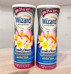 2X Wizard Carpet & Room Deodorizer Powder Hawaiian Retreat 21oz With Baking Soda