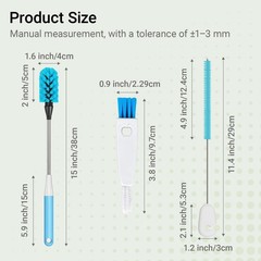 3-in-1 Bottle Brush, 15 Inches Long Handle Kitchen Water Bottle Brush, Stainl…
