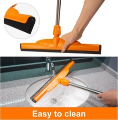 Heavy-Duty Floor Squeegee, 62″ Adjustable Handle, EVA Foam Blade, Ideal for