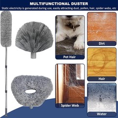 20+ Ft High Ceiling Fan Duster & Cobweb & Corner Brush Duster with 3-14 ft S…