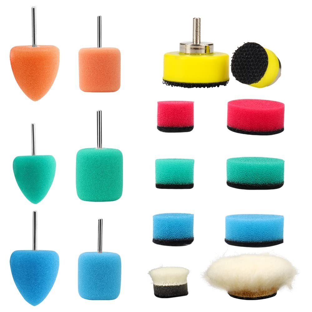 16Pcs Car Sponge Polishing Pads Mini Buffing Waxing Polisher Drill Rotary Tool