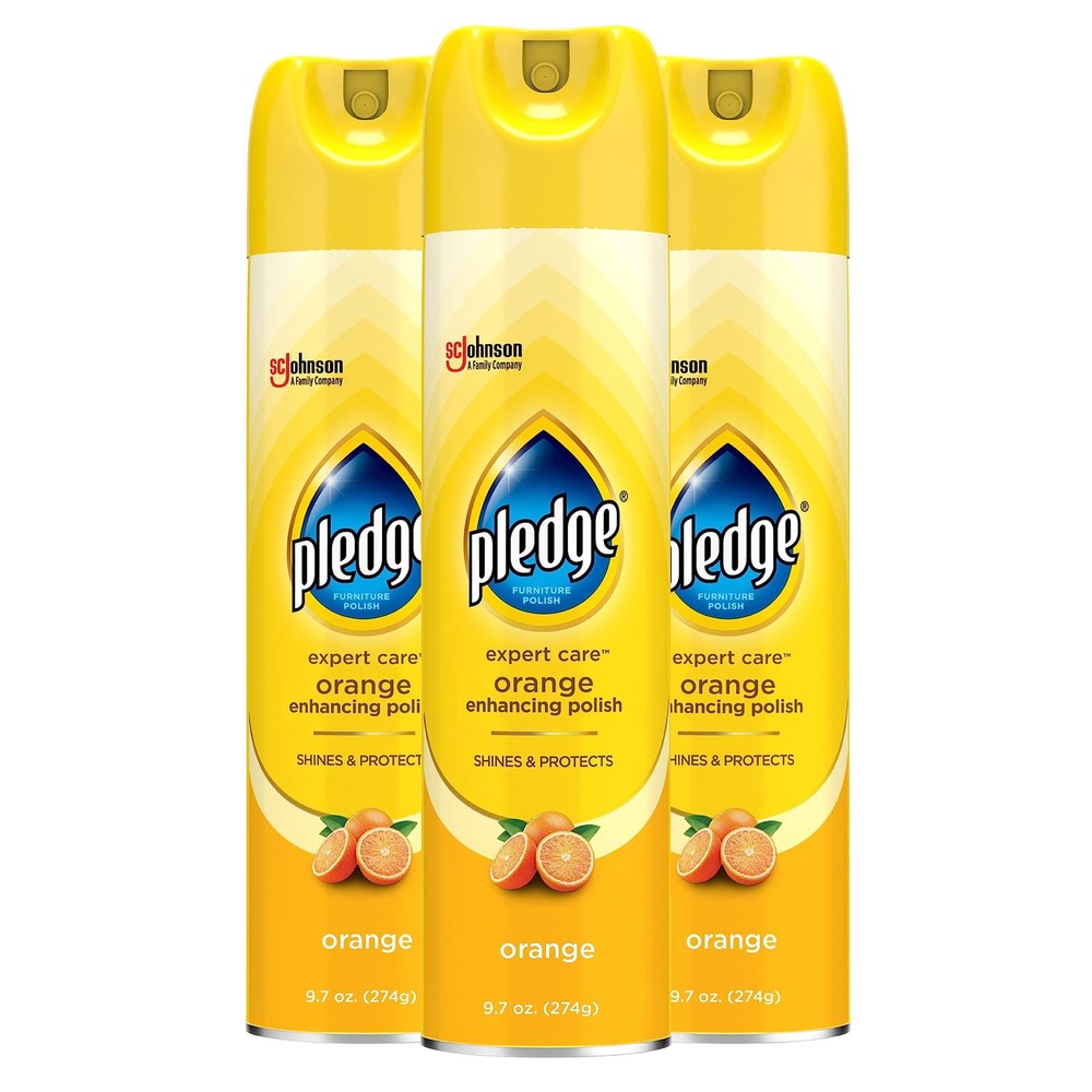 Orange Scented Wood & Furniture Polish Spray, 9.7oz 3Pack for Shine