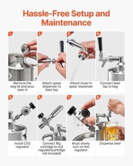 VEVOR 128oz Mini Keg, Pressurized Growler Tap System, 304 Stainless Steel…