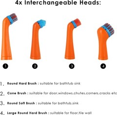 4 in 1 Electric Scrubber Portable Cleaning Brush Bathroom Kitchen Multifunction