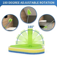 Shower Cleaning Brush 37” Shower Scrubber Tile Tub Scrubber with Long Handle