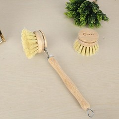 Bamboo Dish Brush with Handle – Soft Bristle, Non Toxic Vegetable Brush Scrub…
