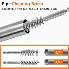 “Drill Pipe Cleaner Set – 1/2″ & 3/4″ Brushes, Hex Shank, Rust & Stain Remover”