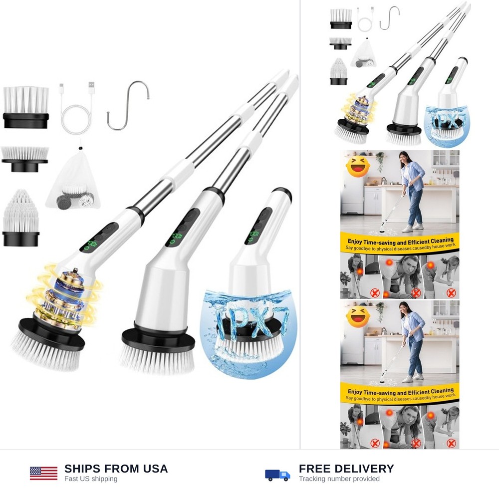 Electric Spin Scrubber for Cleaning Bathroom, Shower Scrubber Cordless Cleani…