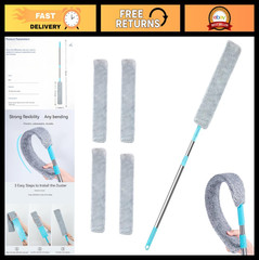 Retractable Gap Duster with 60″ Pole – Flexible Microfiber Brush for Appliances,