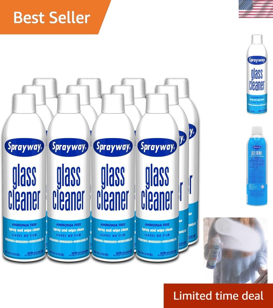 Foaming Glass Cleaner with Fresh Scent – Streak-Free Shine, 19 oz, Pack of 12