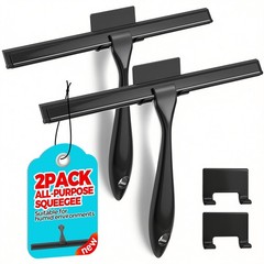 2pcs Shower Squeegee for Glass Doors with Adhesive Hanging Hook Set