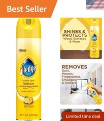 Lemon-Scented Pledge Polish Spray – 9.7oz Streak-Free Cleaner for Wood & Leather