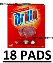 18 PADS – Brillo Steel Wool Scouring Soap Pad Pots Pans Grills Dishes Kitchen