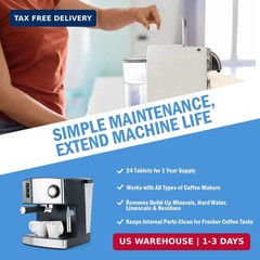 24-Pack Coffee Machine Cleaner Descaler Tablets, Descaling & Deep Cleaning Tabs