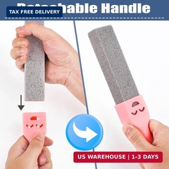 Navona 8 Pack Pumice Stone Scouring Sticks with 2 Universal Handles, Grey Pumice