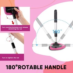 Car Window Cleaner Kit with Extendable Handle, Microfiber Cloth, Spray Bottle