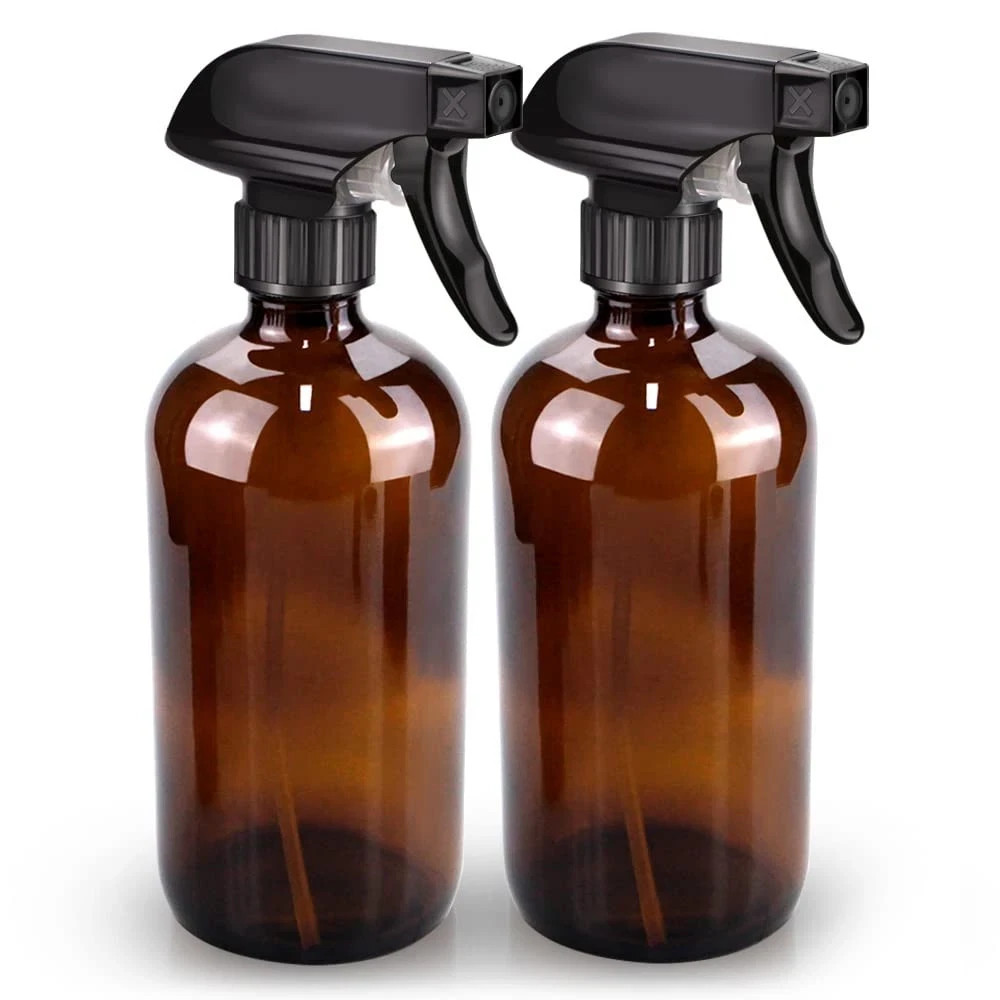 Amber Glass Spray Bottle Set, 2 Pack, 16 oz – Perfect for Plants Cleaning