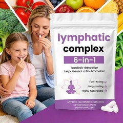 6-in-1 Lymphatic Complex Drainage Supplement Dandelion Burdock Bromelain