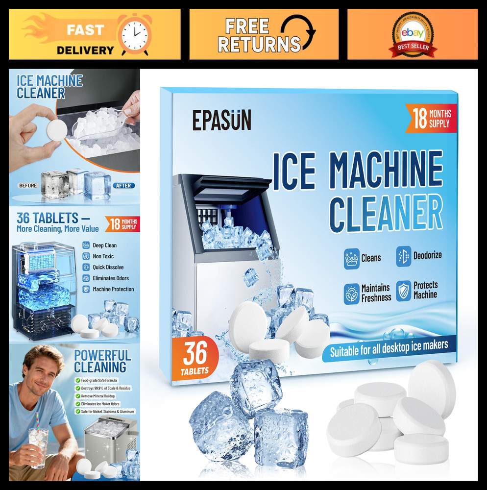 Ice Maker Cleaner Tablets – 36 Count Descaler for Limescale & Odor Removal, Nick