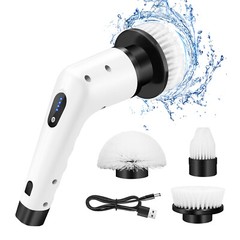 Electric Scrubtastic Rechargeable Cordless Spin Scrubber W/ Heads Cleaning Mop