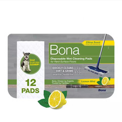 Hard-Surface Floor Wet Disposable Cleaning Pads, Lemon Mint Scent, (12-Count)