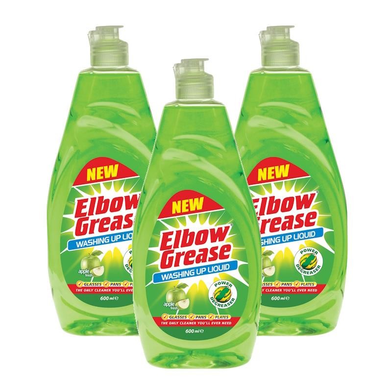 Elbow Grease Apple Fresh Washing Up Liquid 600ml (3 Pack)