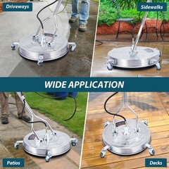 24″ Stainless Steel Surface Cleaner | 4000 PSI, Dual Handle, 4 Wheels