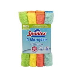Spontex Microfibre Cloths – 4 Pack, Super Efficient, Long Lasting, Washable