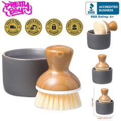 Elegant Bubbly Palm Brush & Ceramic Soap Dispenser – Eco-Friendly Kitchen Tool