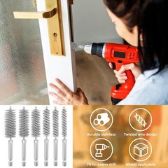 6 PCS Stainless Steel Bore Brush Wire Brushes Set, 6 Size Cleaning Twisted Dr…