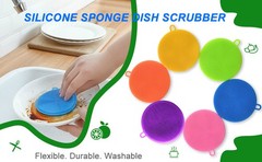 Silicone Dish Scrubber, 12 Pack Silicone Sponge Dish Brush Food Grade BPA