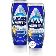 Pack of 2 Dawn Platinum EZ-Squeeze Dish Soap, Fresh Rain 18 oz Grease Removal
