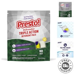 Fresh Lemon Scent, 90 Count Dishwasher Pacs – Powerful Triple Action Cleaner