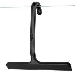 Silicone Shower Squeegee with Hanging Hook for Glass Door & Window, Black