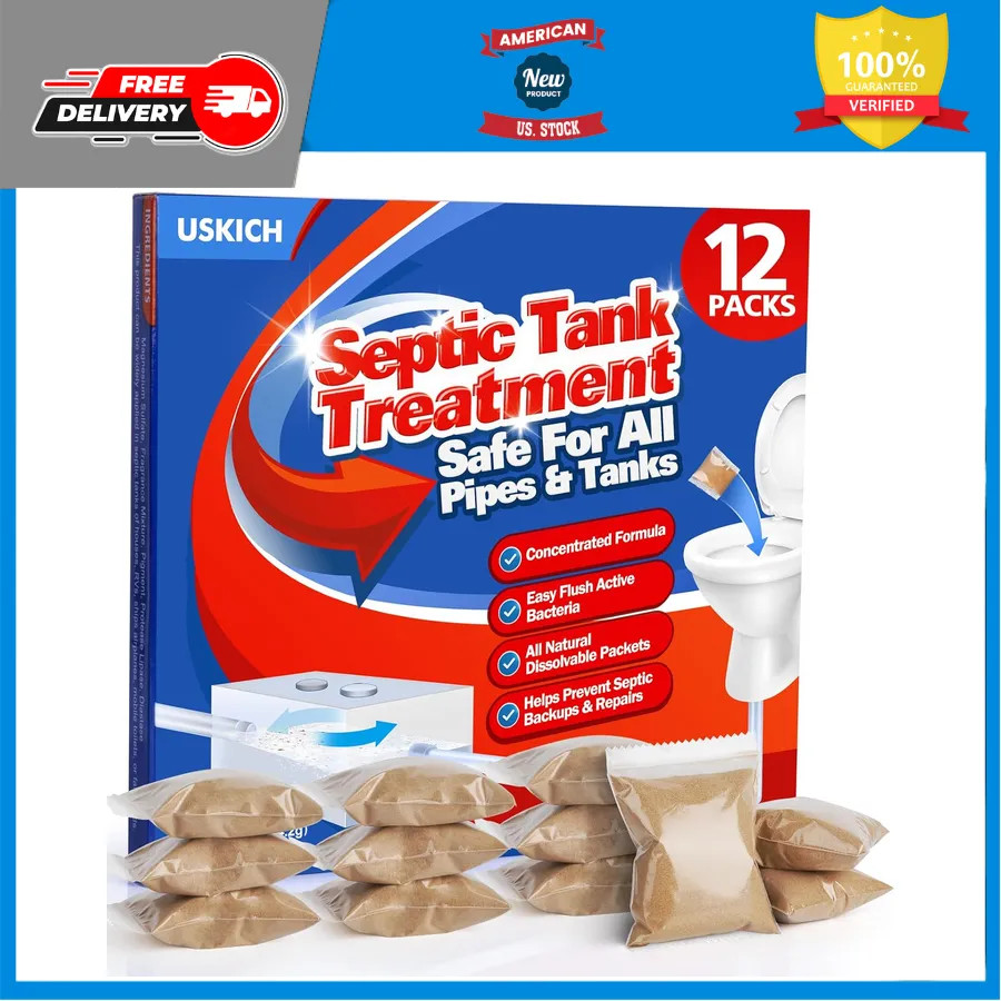 12 Count Septic Tank Treatment 1 Year Supply Live Bacteria Flushable Packets