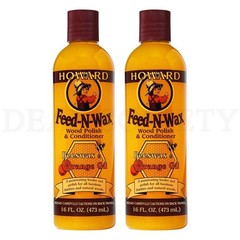 Howard Products Feed-N-Wax Beeswax Wood Polish & Conditioner 16oz Lot of 2