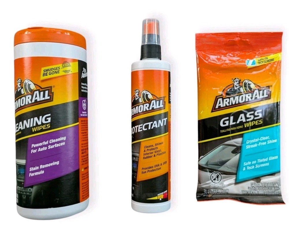 Armor All 3‑Piece Cleaning Set | Protectant Spray | Glass Wipes | Cleaning Wipes