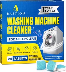 bastion washing machine cleaner, deodorizer, & descaler – 24 pack