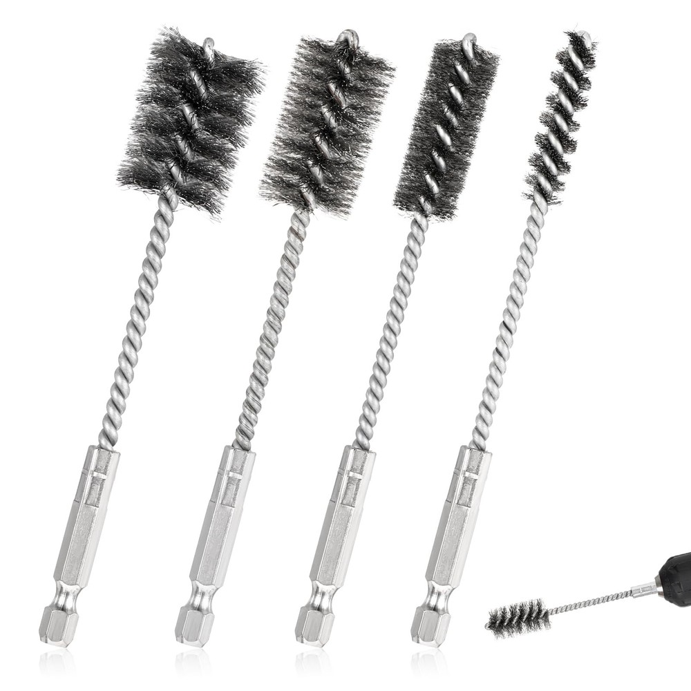 4 Pcs Stainless Steel Wire Brushes for Drill Stainless Steel Bore Brush Set 3…