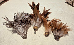 Set of 4 Vintage Real Feather Duster Tips for Mini Wooden Base Threaded Insert