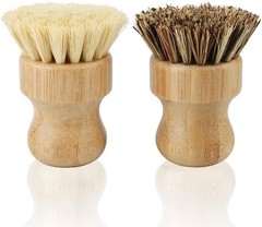2 Pack Bamboo Dish Scrub Brush Natural Scrub Cleaning Brush Vegetable Brush for