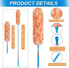 4 Pack Microfiber Feather Dusters, up to 55 Inch Extension Pole