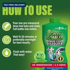 Green Gobbler Drain Clog Dissolver, Drain Opener-Cleaner ,Toilet Clog Remover, 3